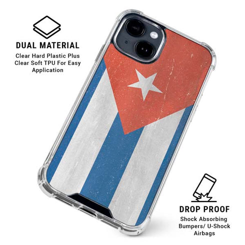 Cuban Flag Distressed iPhone 15 Clear Case